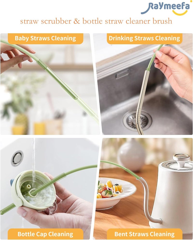 Raymeefa Silicone Straw Cleaner Brush (2-Pack),Extra Long Pipe Cleaners for Standard Straws,Compatible with 30/40 oz Tumbler Straws,Scratch-Free & Easy to Clean(Avocado Green) - Image 2